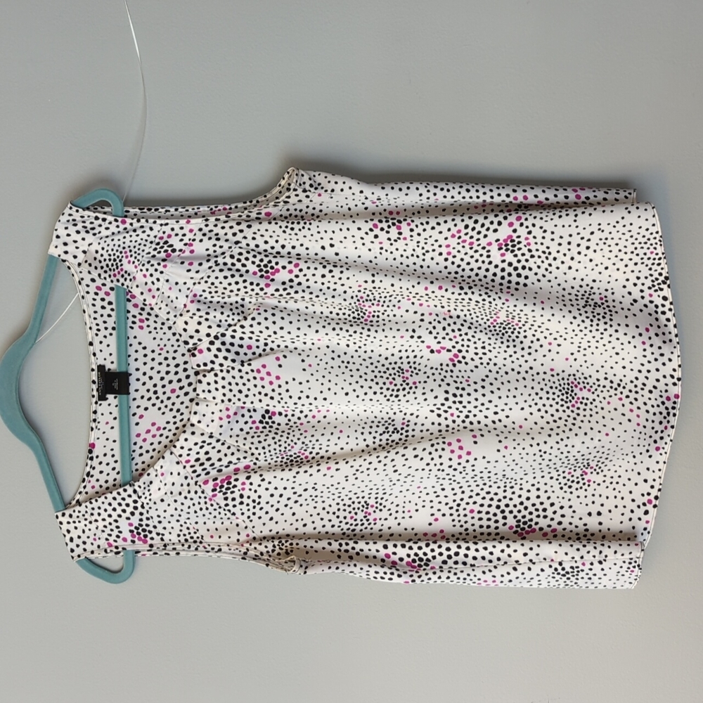 Fun pink and black polka. Sleeveless, blouse. Ann Taylor, size XL